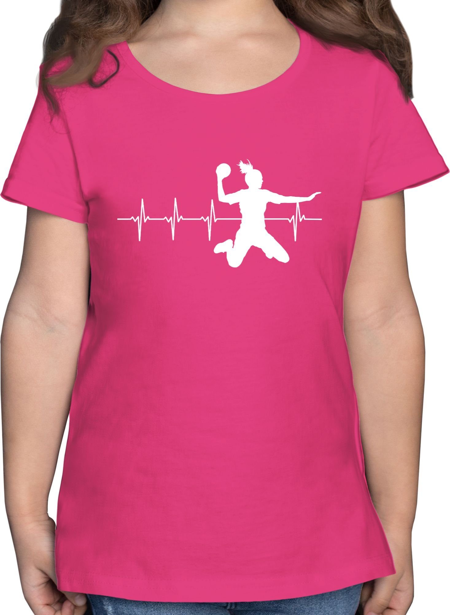 Handball T-Shirt Sport Fuchsia Kinder Herzschlag Kleidung Shirtracer Damen 1 für