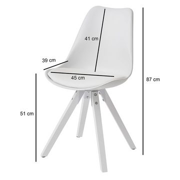 Lomadox Stuhl, Küchenstühle 2er-Set mit weißen massiv Beinen, B/H/T ca. 49/87/52cm