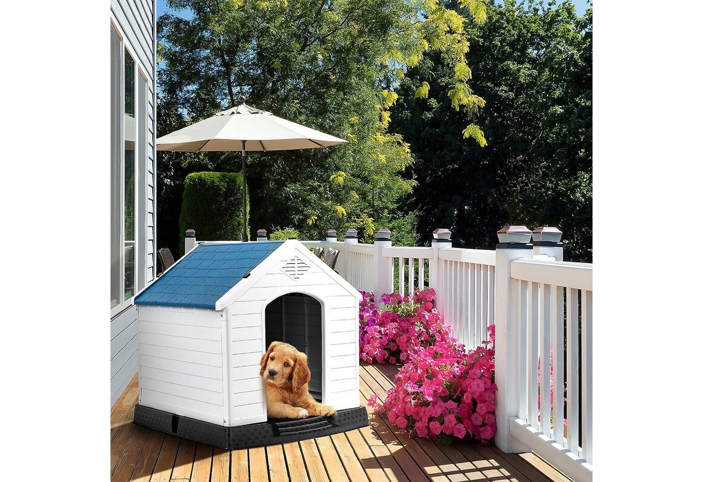 Thumbnail - KOMFOTTEU Hundehütte, Hunde-Haus mit Belüftungsystem und Befestigungsvorrichtung