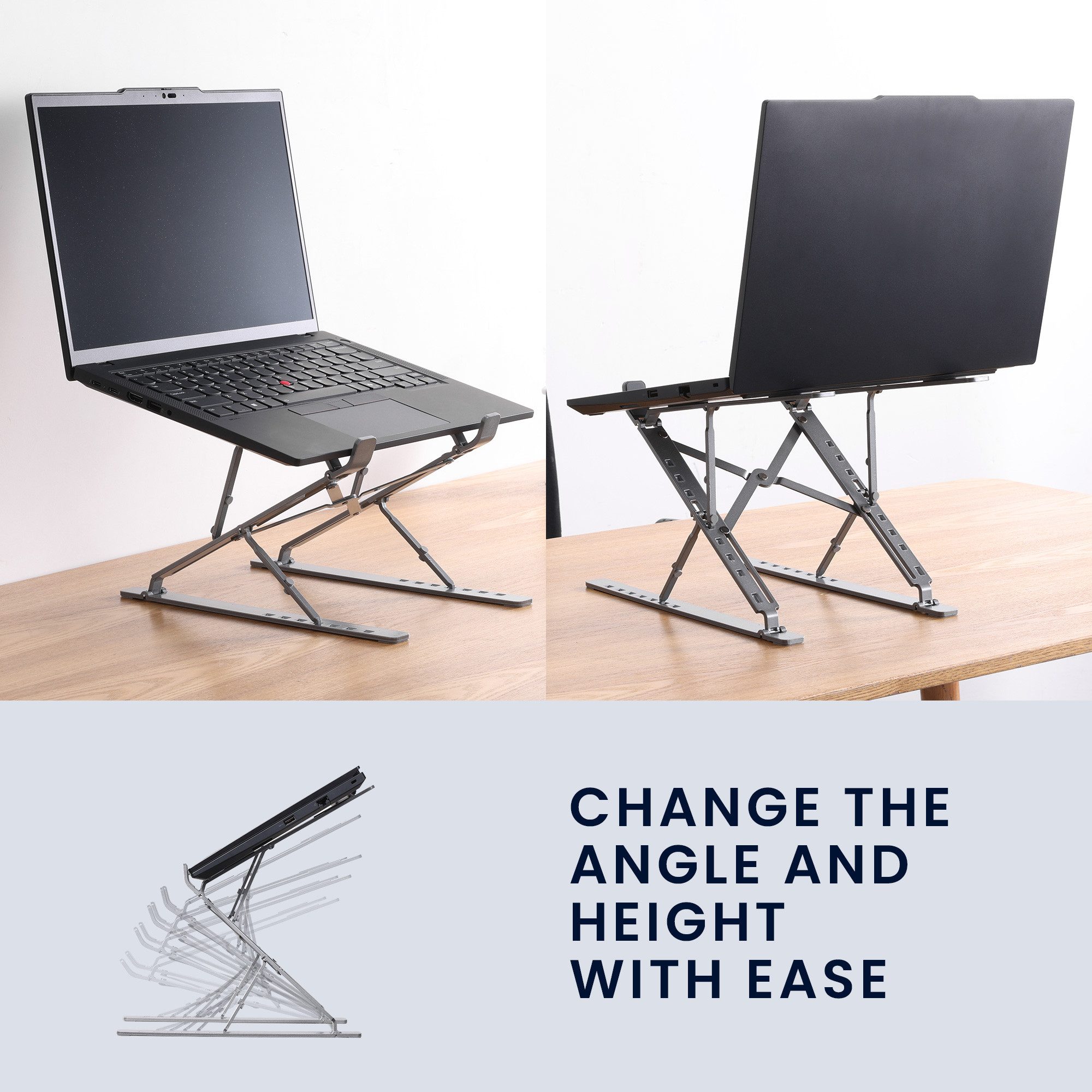 kwmobile Schutz-Set Ständer für PC und Tablet aus Aluminium Notebook Halterung verstellbar, Tablethalterung kompakt portabler Laptop Ständer