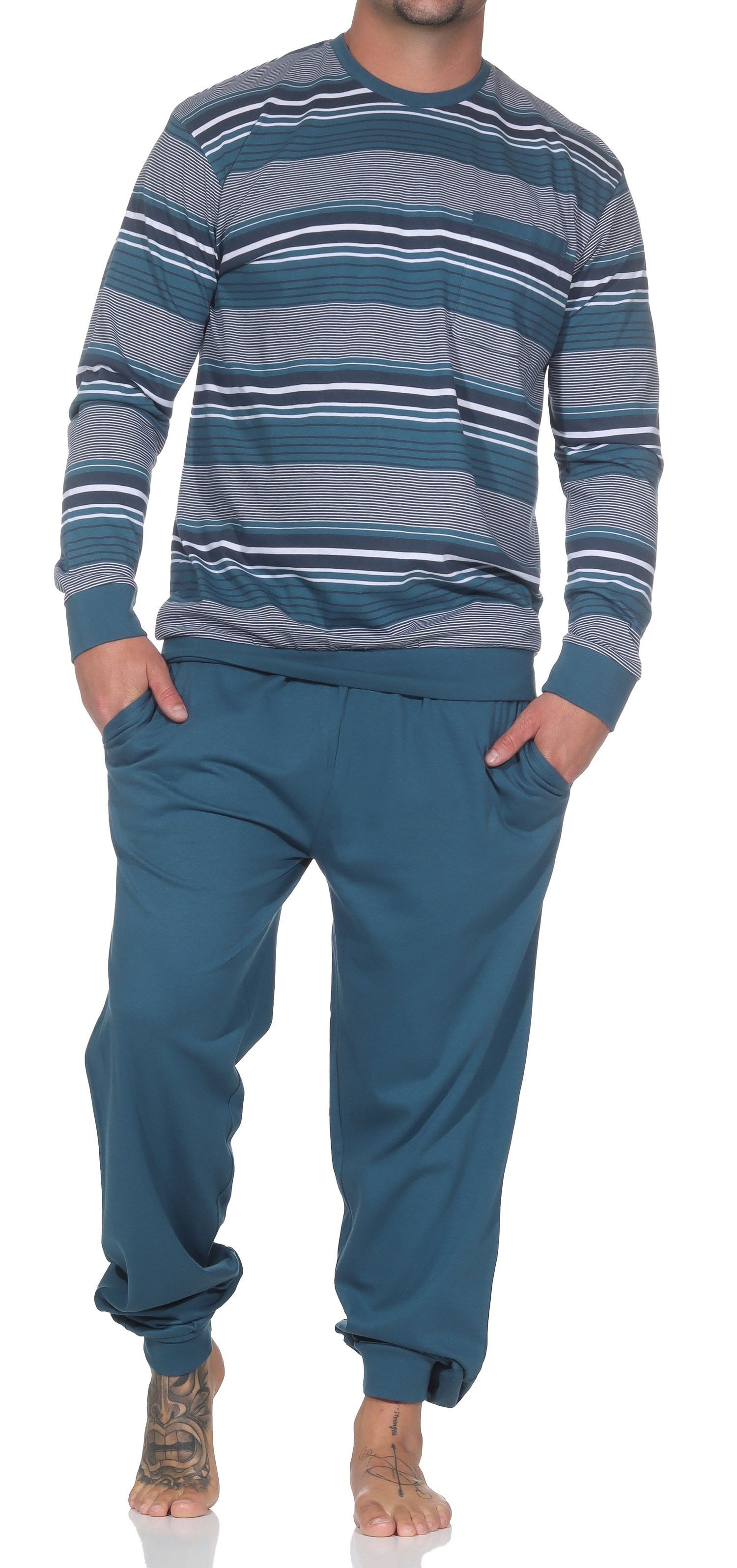 Normann Pyjama Normann Herren Schlafanzug lang mit Bündchen - auch in Überg günstig online kaufen