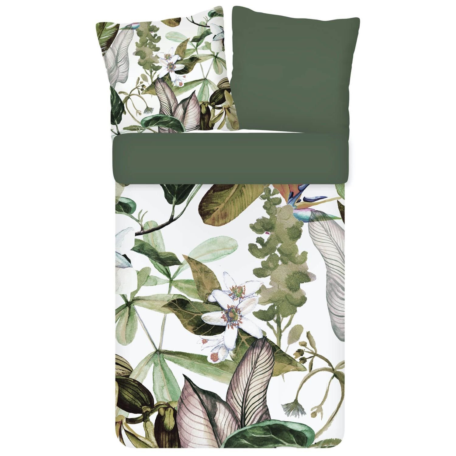 Bettwäsche »Blätter Flanell Trendy Bedding«, ESPiCO, Blätter, Blüten, Weiß  online kaufen | OTTO