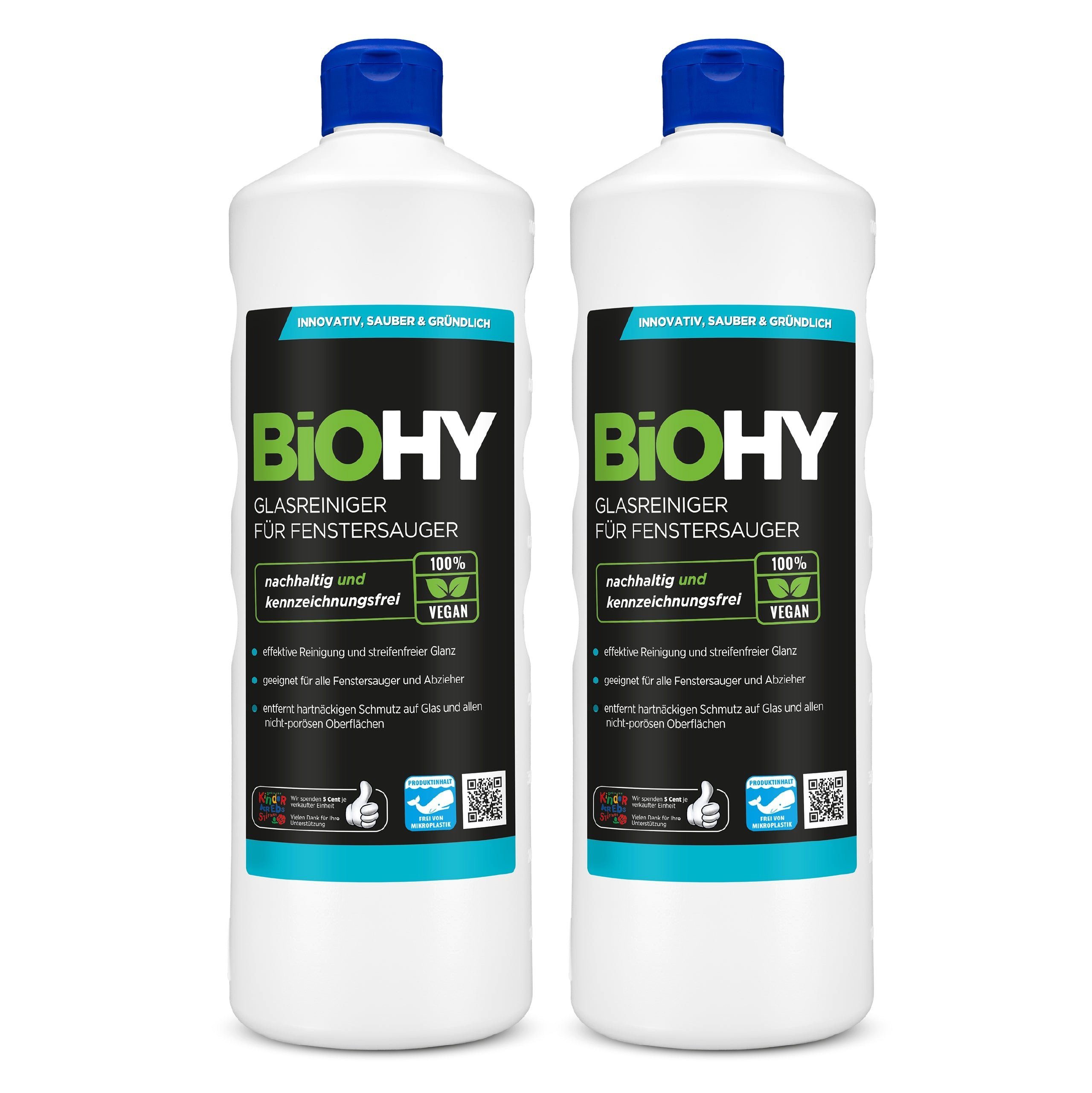 BiOHY Glasreiniger für Fenstersauger 2er Pack (2 x 1 Liter Flasche) Glasreiniger (2-St)