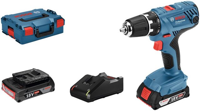 BOSCH PROFESSIONAL Akku-Bohrschrauber GSR 18V-21, 18 V, 2 Ah, 55 Nm, inkl. 2 Akkus, Ladegerät und Koffer