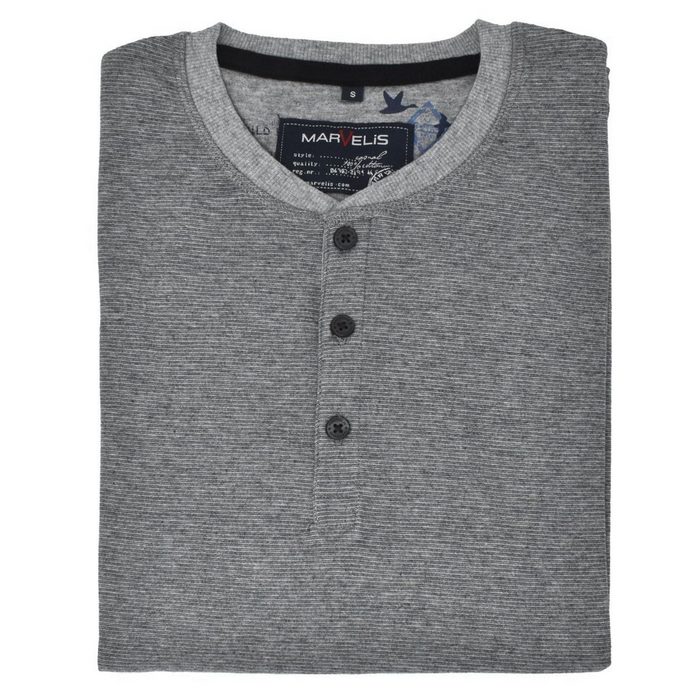 MARVELIS Langarmshirt T-Shirt - Longsleeve - Uni - Grau