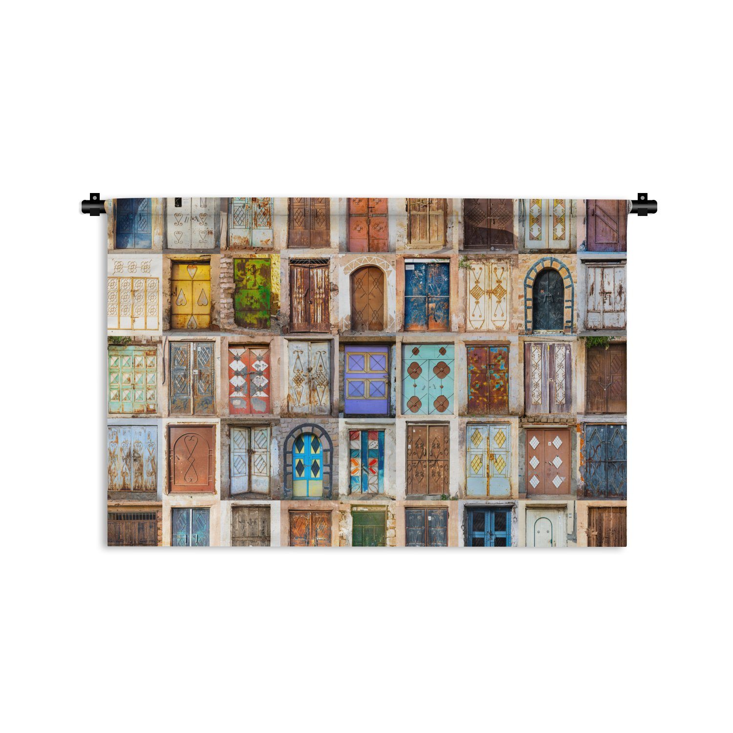 MuchoWow Wanddekoobjekt Türen - Architektur - Vintage - Collage, Wanddeko für Wohnzimmer, Schlafzimmer, Kleid, Wandbehang, Kinderzimmer