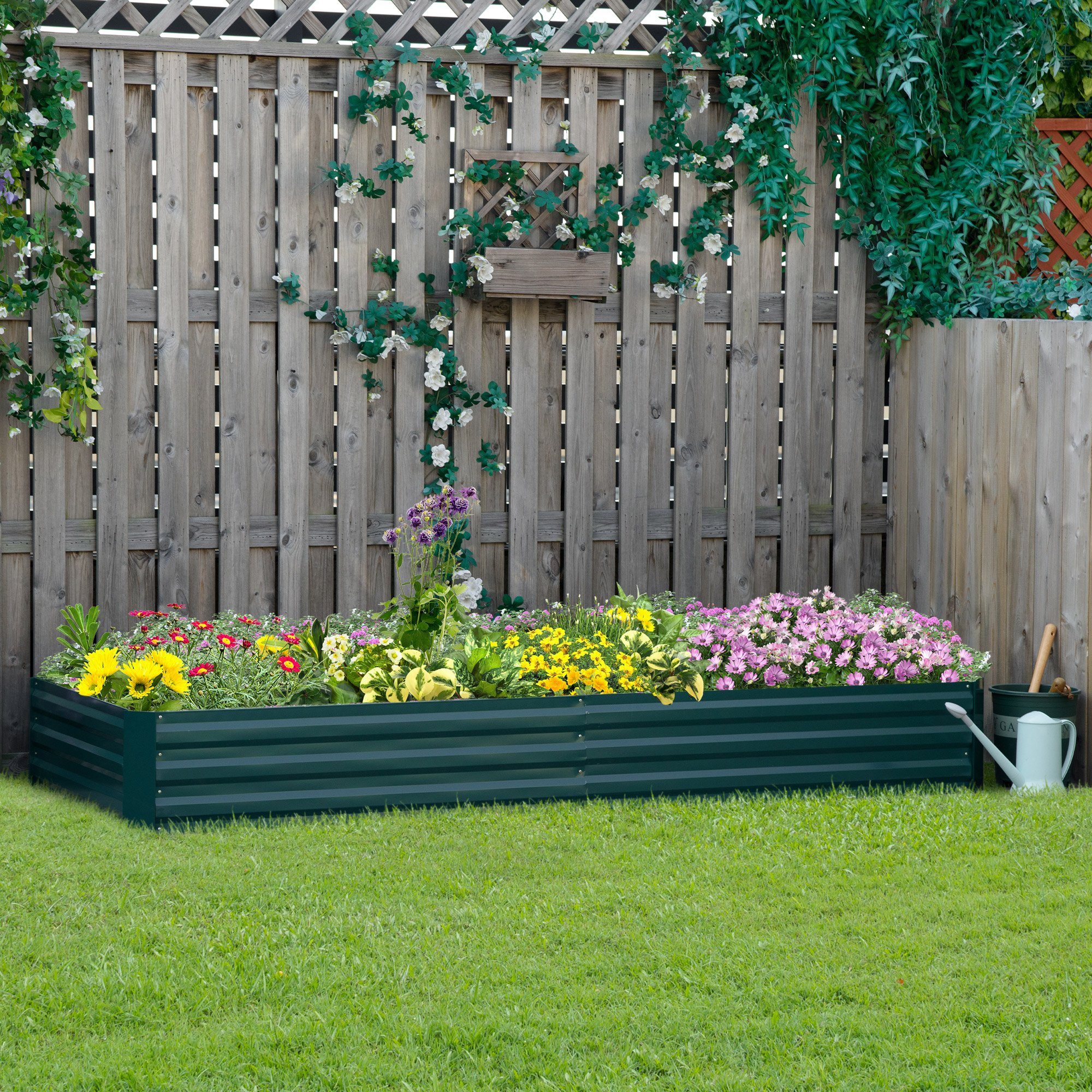Outsunny Hochbeet aus Stahl, Blumenbeet, Gemüsebeet, günstig online kaufen