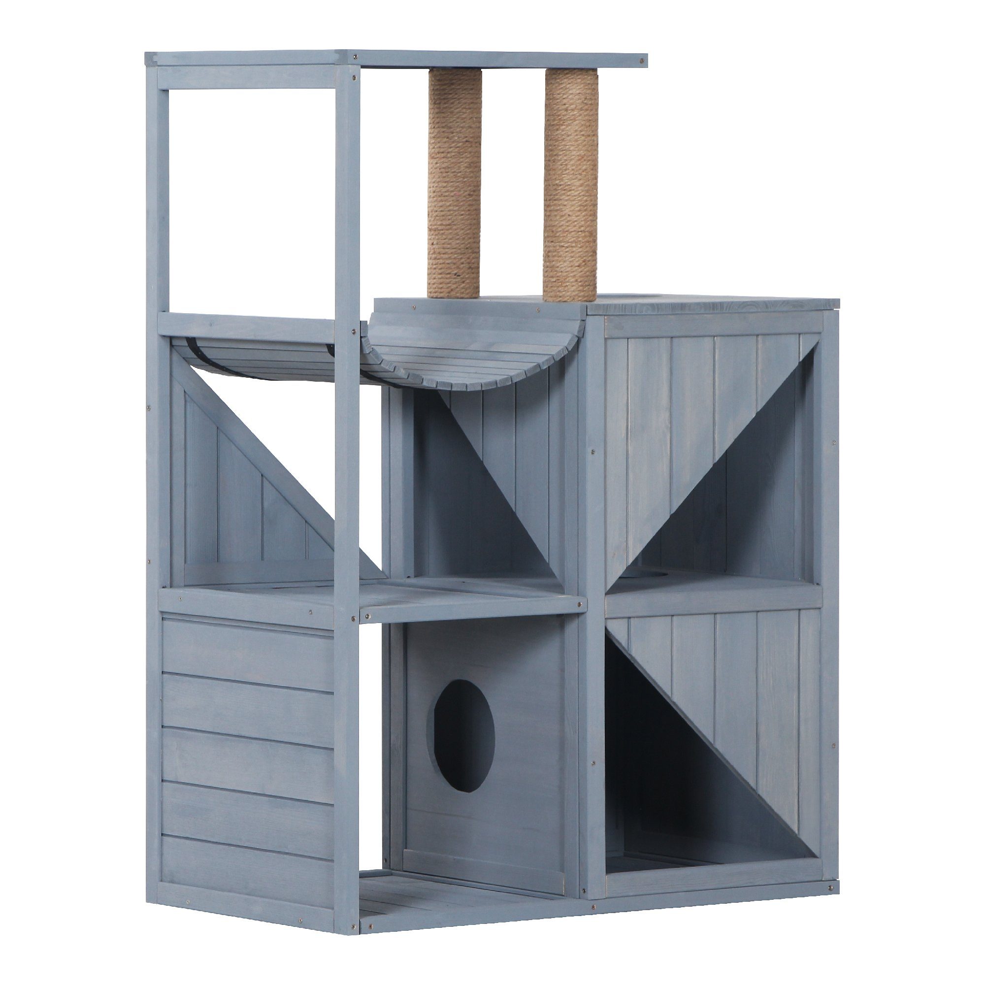 Lovupet Kratzbaum Lovupet Katzenmöbel Kratzmöbel Kratzbaum 0505 ... - Lovupet Kratzbaum Lovupet Katzenmoebel Kratzmoebel Kratzbaum 0505 Katzenhaus Spielhaus Holz Mit Sisal Saeule 4 Etage 45 X 80 X 110 Cm Grau