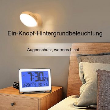 yozhiqu Wecker Digitaler LED-Wecker, Kalender Datum Wanduhr, Thermometer Großer LED-Bildschirm mit Standfuß, individuell einstellbare Weckzeit