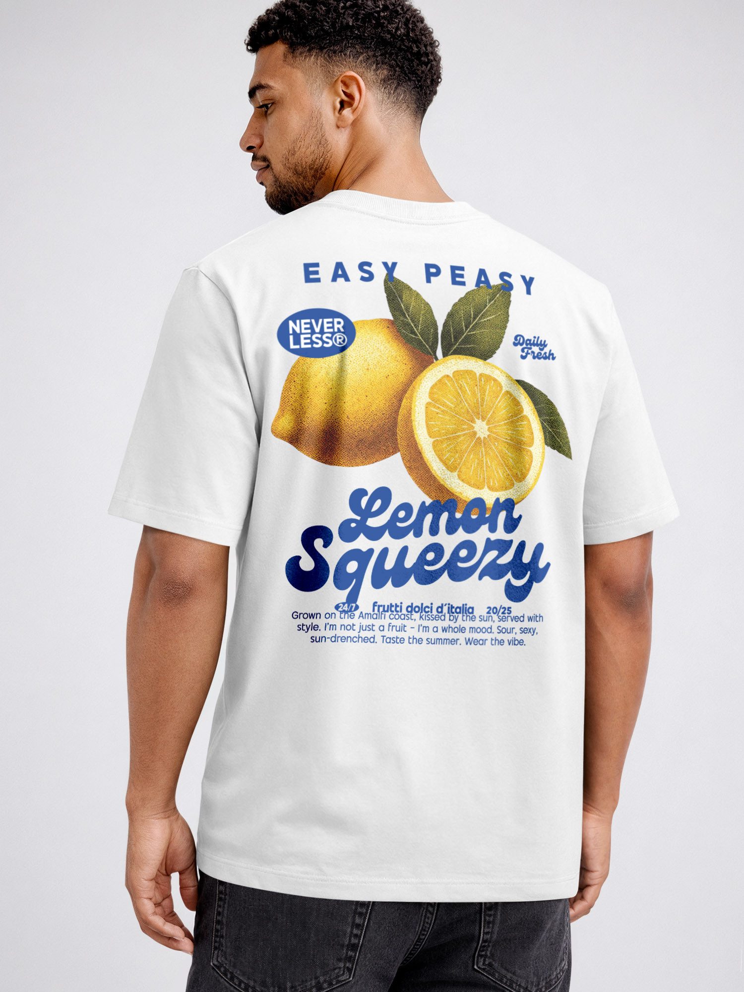 Neverless Oversize-Shirt Herren T-Shirt - Lemon Squeezy - Oversized Relaxed Fit Sommer mit Print