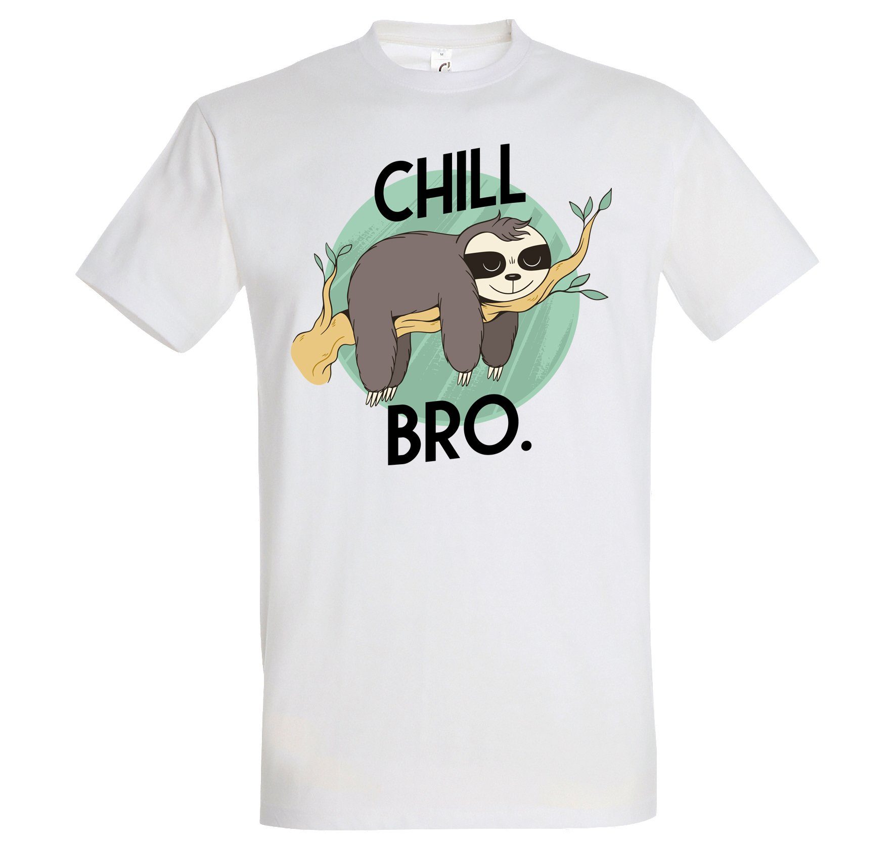 Youth Designz T-Shirt Chill Bro Shirt Frontprint Faultier trendigem Weiß mit Herren