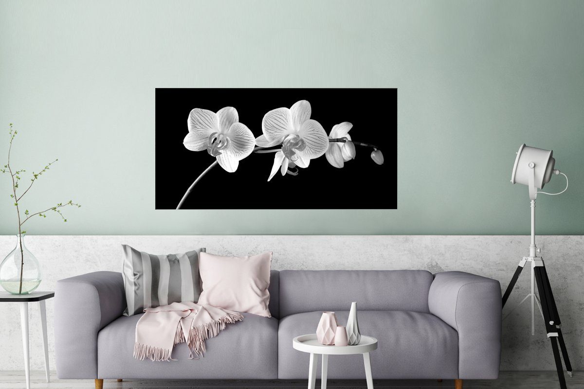 MuchoWow Poster Orchidee - Rahmen, Blumen Bild Wandposter, Schwarz St), Wohnzimmer, - Wanddeko Rosa Schlafzimmer, Knöpfe, - Ohne - für (1