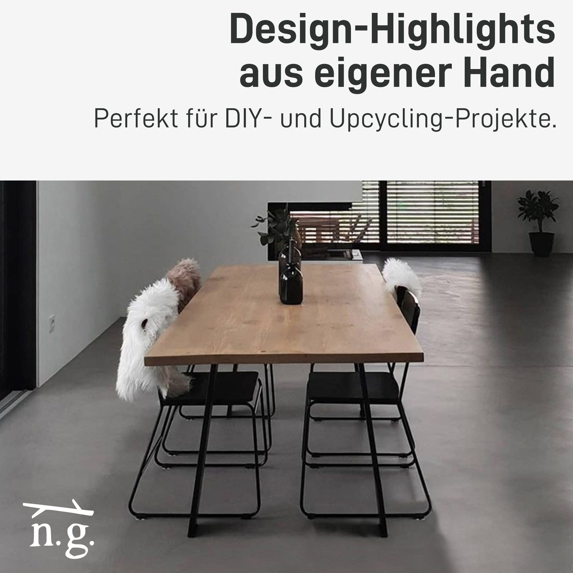 Natural Goods Berlin Möbelkufe CLASSIC, (2-St), Tischkufen, B30/40 x H42cm (Sitzbank / Couchtisch), Schwarz