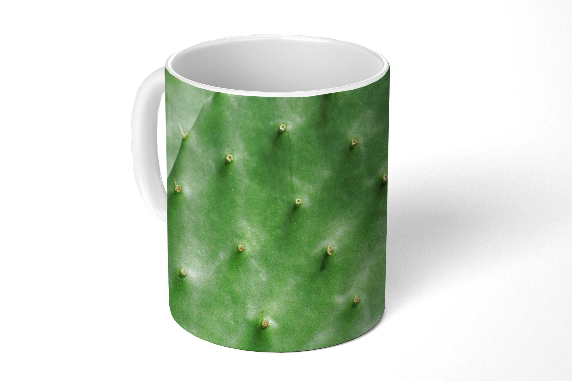 MuchoWow Tasse Barbary Kaktus Blatt Minze grün, Keramik, Kaffeetassen, Teetasse, Becher, Teetasse, Geschenk