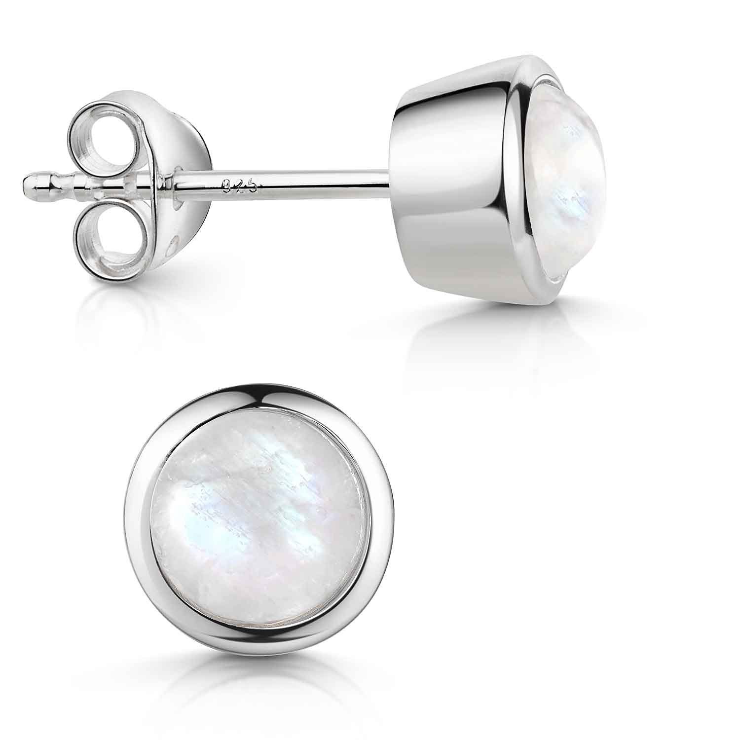 Materia Paar Ohrstecker Damen Silber Edelstein Mondstein rund Ø7mm SO-242, günstig online kaufen