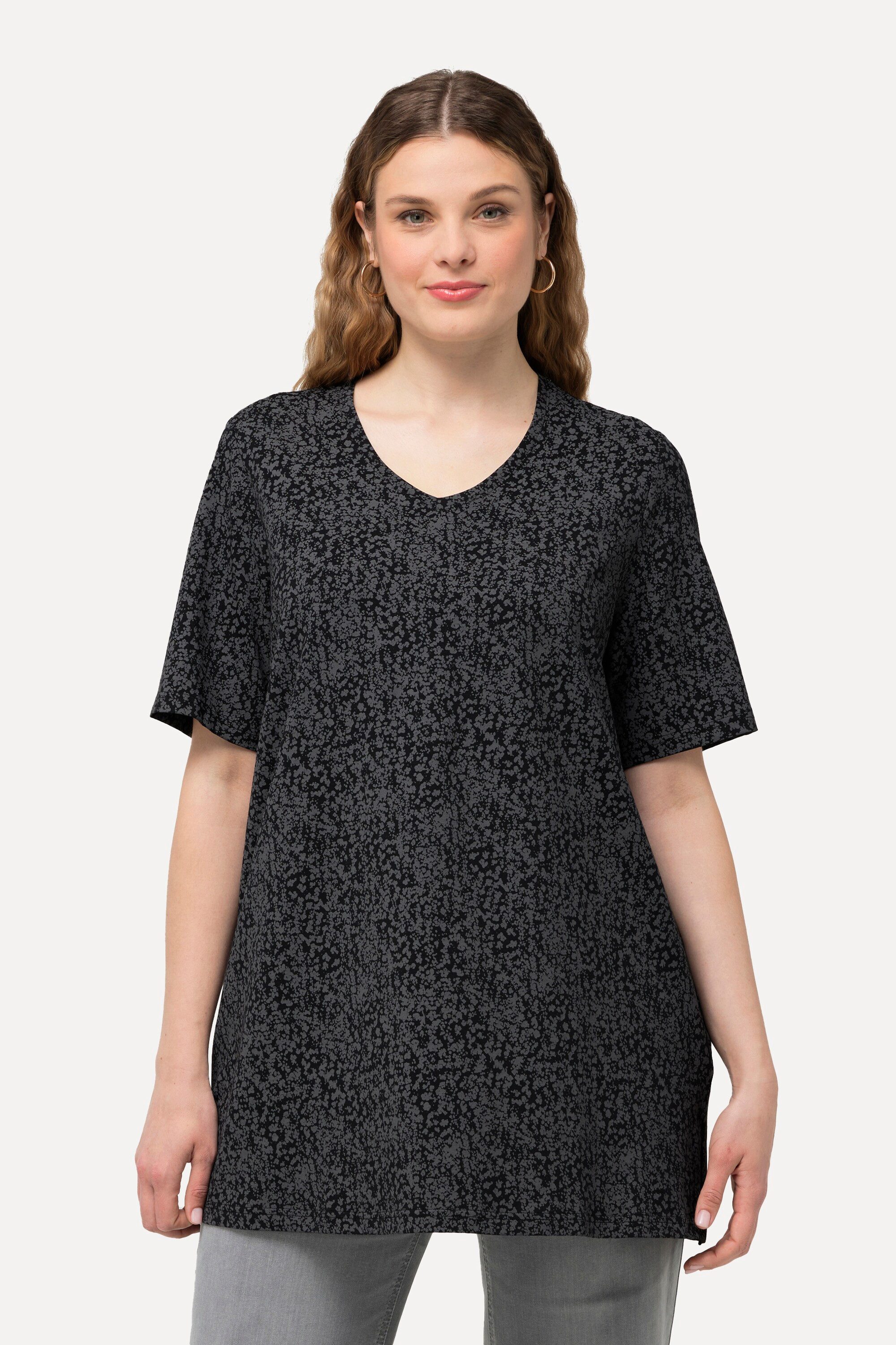 T-Shirt T-Shirt Punkte A-Linie V-Ausschnitt Halbarm