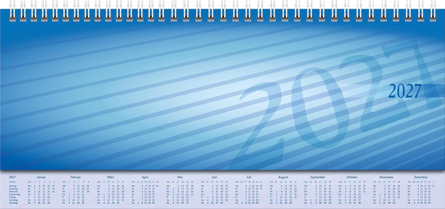 Querkalender rido/idé Querterminbuch Mod. Sequenz 2027, 297×105 mm, Karton, blau