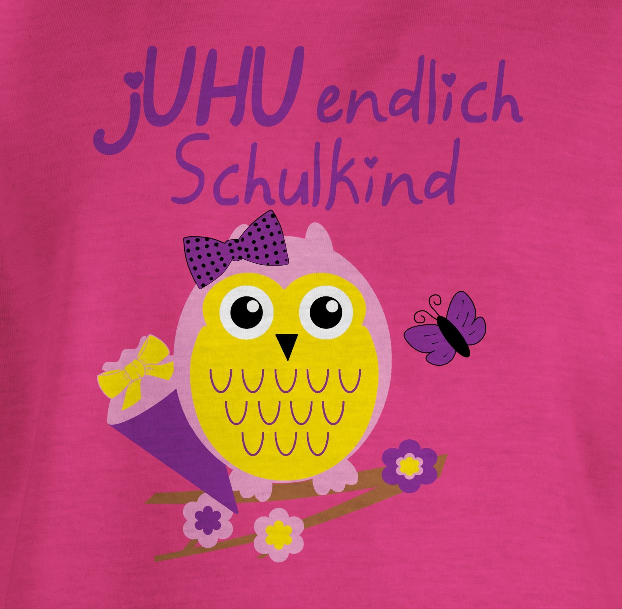 Shirtracer T-Shirt jUHU endlich Schulkind Eule Schultüte Einschulung Mädchen