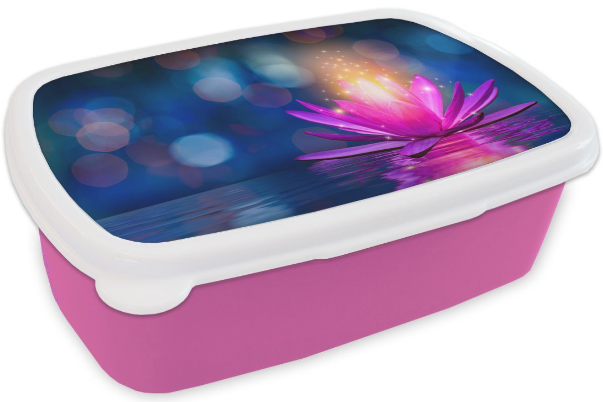 Wasser, Brotbox Blumen rosa (2-tlg), - Brotdose Lotus Erwachsene, Kinder, Lunchbox - Snackbox, für Kunststoff Kunststoff, Mädchen, MuchoWow