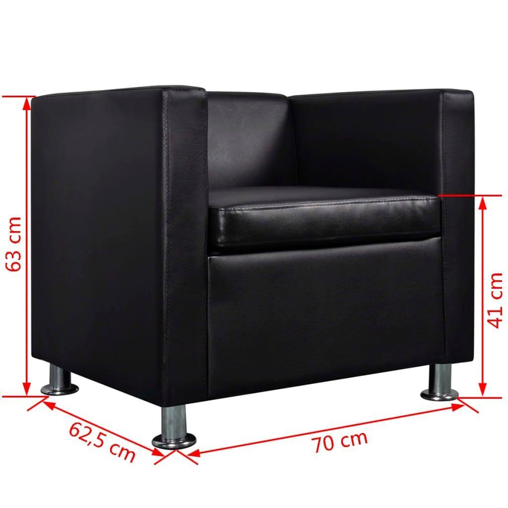 3-Sitzer 2-Sitzer + Sessel + 3-Sitzer Schwarz vidaXL Kunstleder Sofa-Set