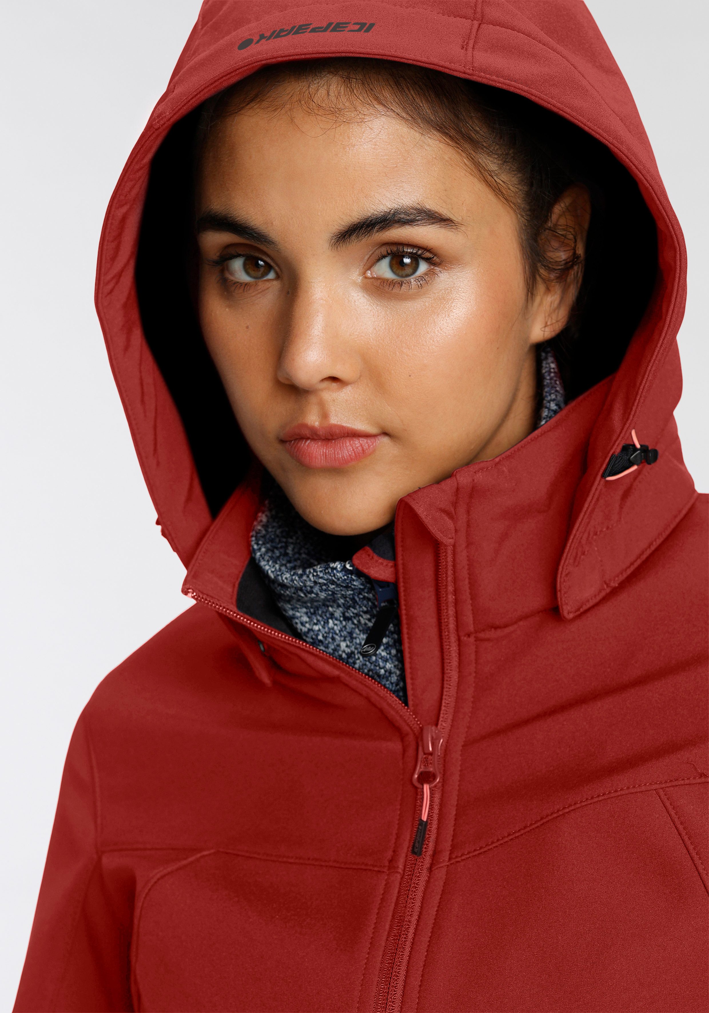 Icepeak Softshelljacke BRENHAM winddicht, wasserabweisend, atmungsaktiv, mit abnehmbarer Kapuze