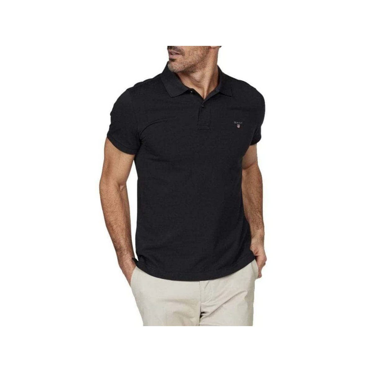 schwarz regular T-Shirt Black fit (1-tlg) Gant
