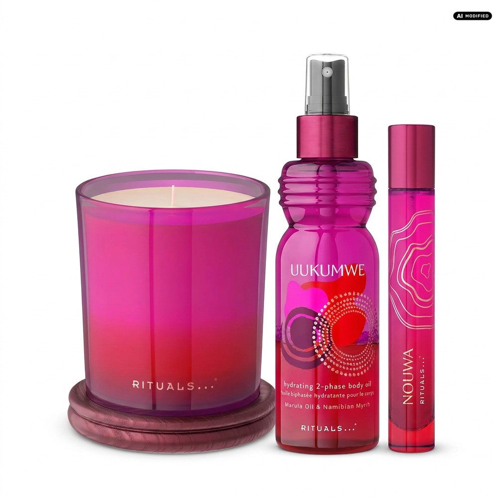 Rituals Duftkerze Rituals Uukumwe Nouwa Duftkerze Parfum Body Oil Set., Harmonisch duftendes Rituals Set für Zuhause, Reise und Pflege