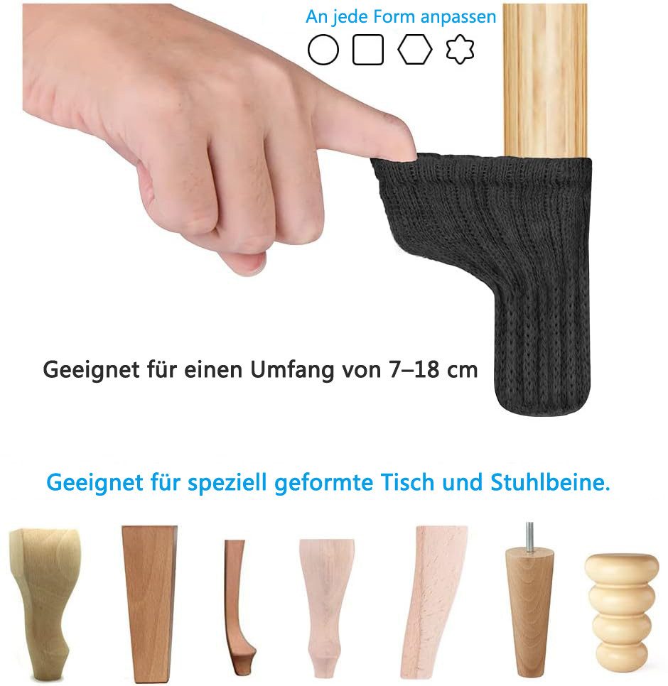 Agger Stuhlsocke 24 Stück Stuhlsocken, Elastisch Möbelsocken Gestrickte, (24 St), Antirutsch Pads für Möbel,Tisch, Bodenschutz