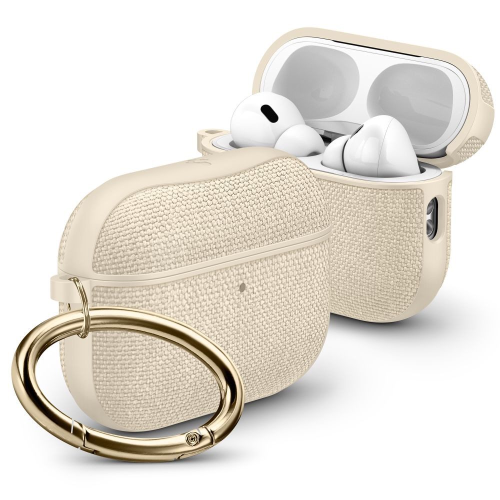 Spigen Kopfhörer-Schutzhülle Ohrhörerhülle Ladeetui Schutzhülle, Nylon-Optik, Karabinerring, kabelloses Laden