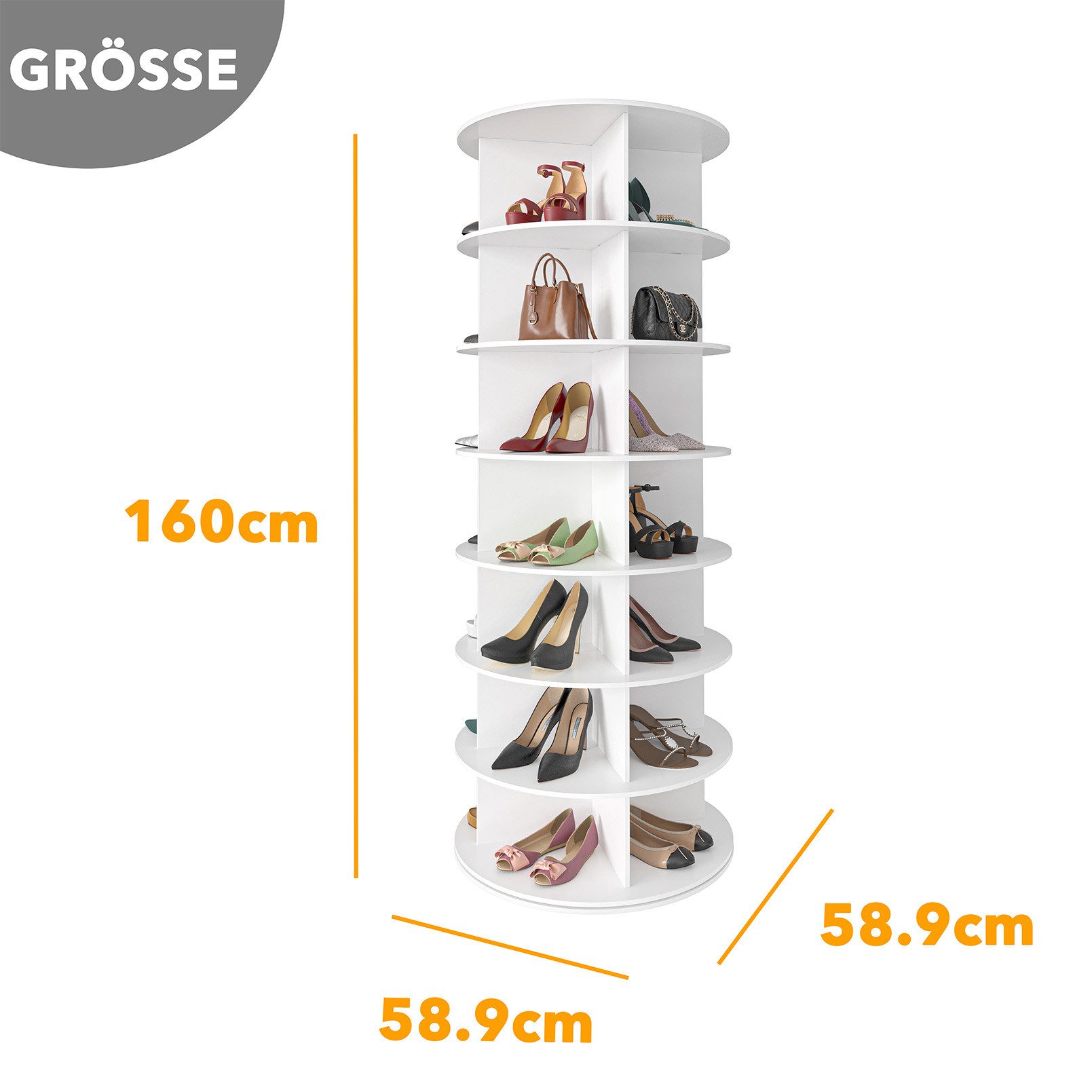 SpaceAid Bücherregal Drehbares Schuhregal, mit 5 Ebenen, 360-Grad – Bild 5 von 5