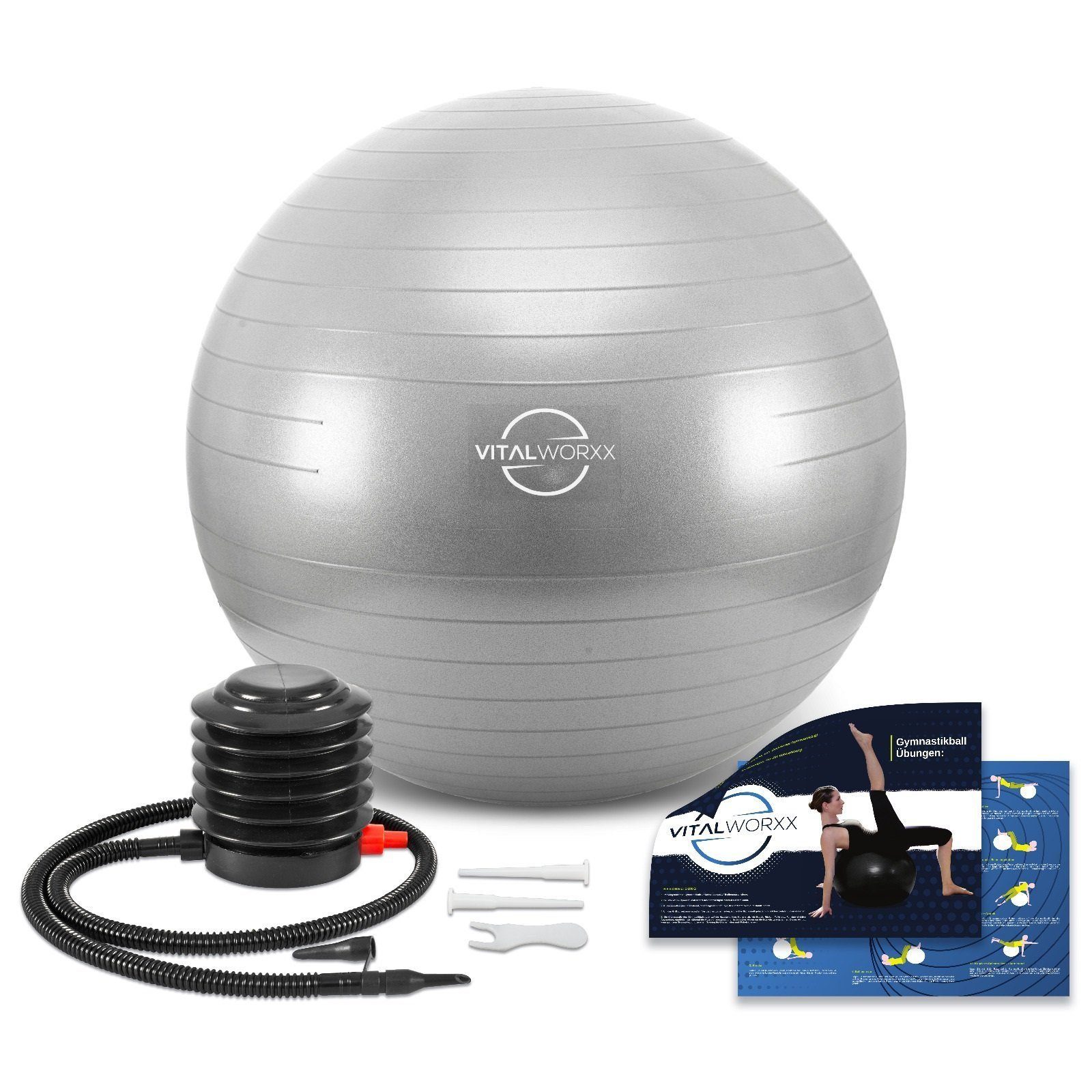 VITALWORXX Gymnastikball VITALWORXX Gymnastikball für Schwangere, extrem stabil, mit Pumpe, Hohe Materialstärke, Anti-Burst-System