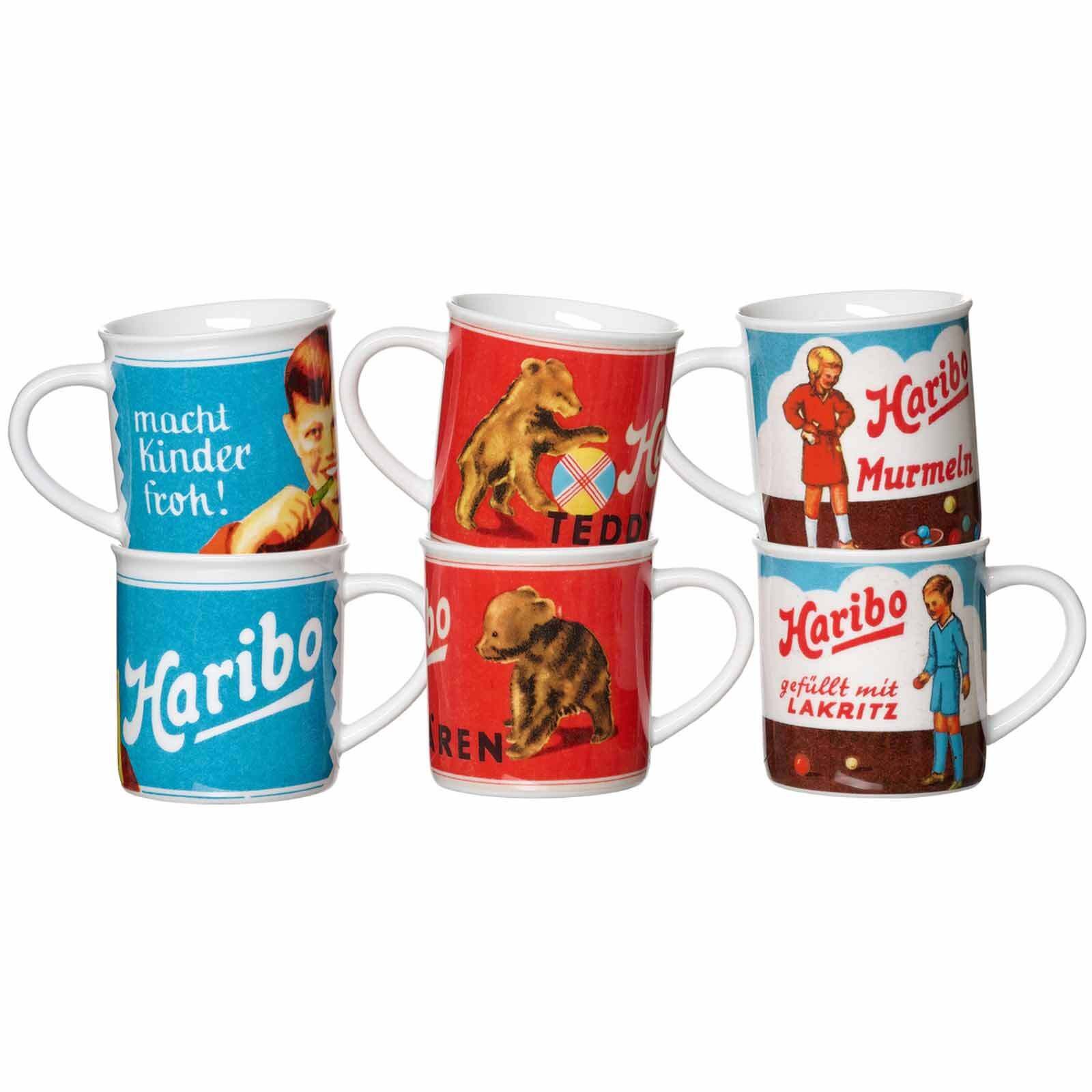 Ritzenhoff & Breker Kinderbecher Haribo Becher Retro 380 ml 6er Set, 6-tlg., Porzellan