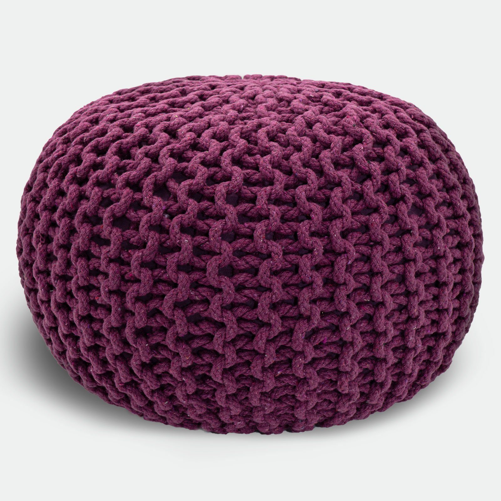 o. Ø 45 Pouf nachhaltig Strickhocker violett Casamia Bodenkissen Sitzpouf 55 Pouf cm