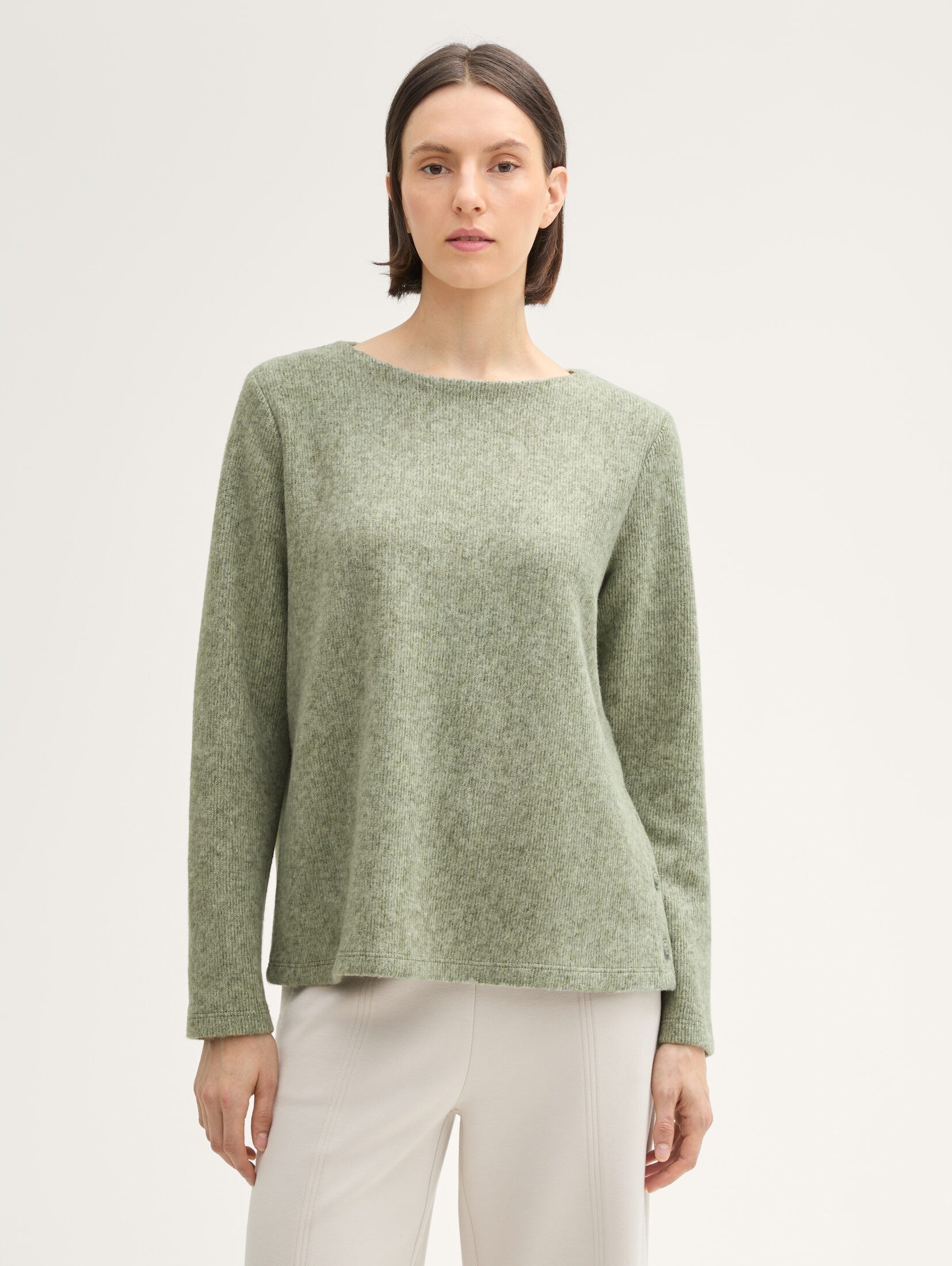 TOM TAILOR Sweatshirt Strick & Толстовки Soft-Touch Sweatshirt mit Knopf-Details