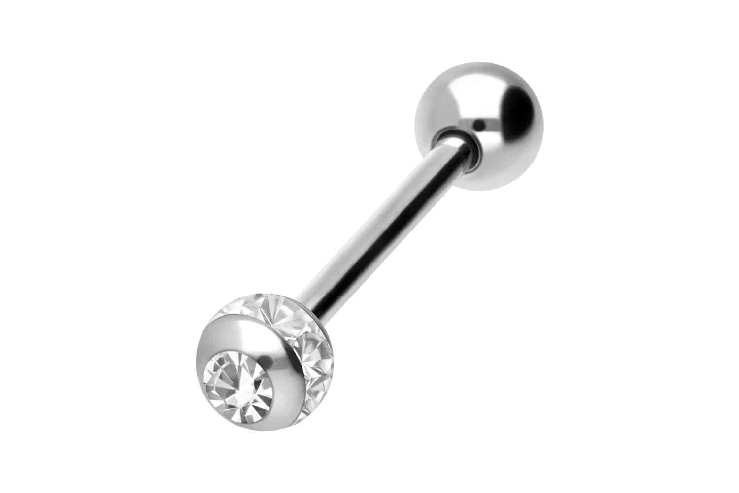PIERCINGLINE Brustwarzenpiercing Titan Barbell EPOXY-RING-KUGEL + KRISTALL + TITAN-KUGEL (Barbells, 1-tlg)