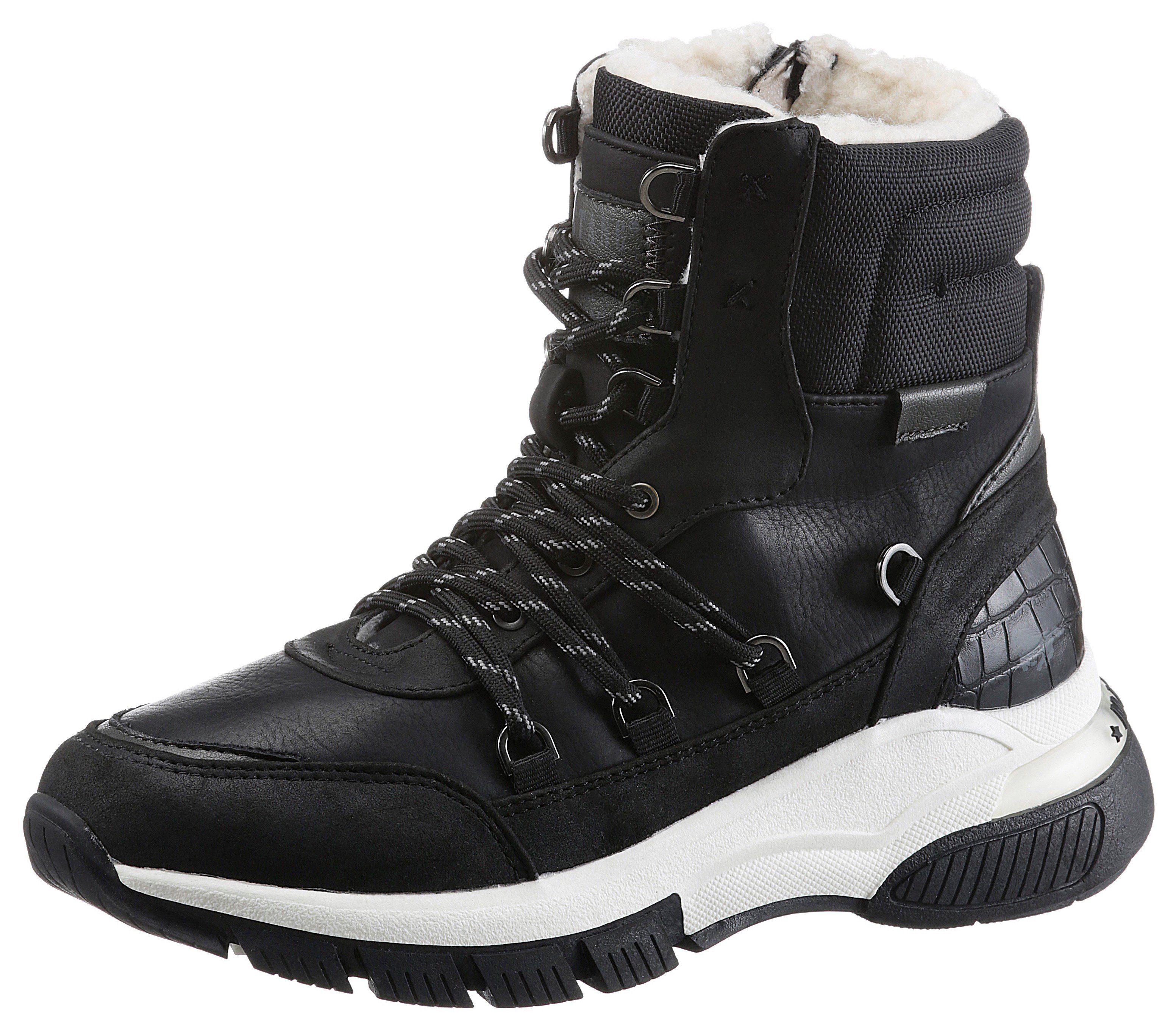 Winterboots Profilierte 4,5-cm-Keilabstz Mustang Laufsohle, Shoes zweifarbiger mit mit Synthetiklaufsohle