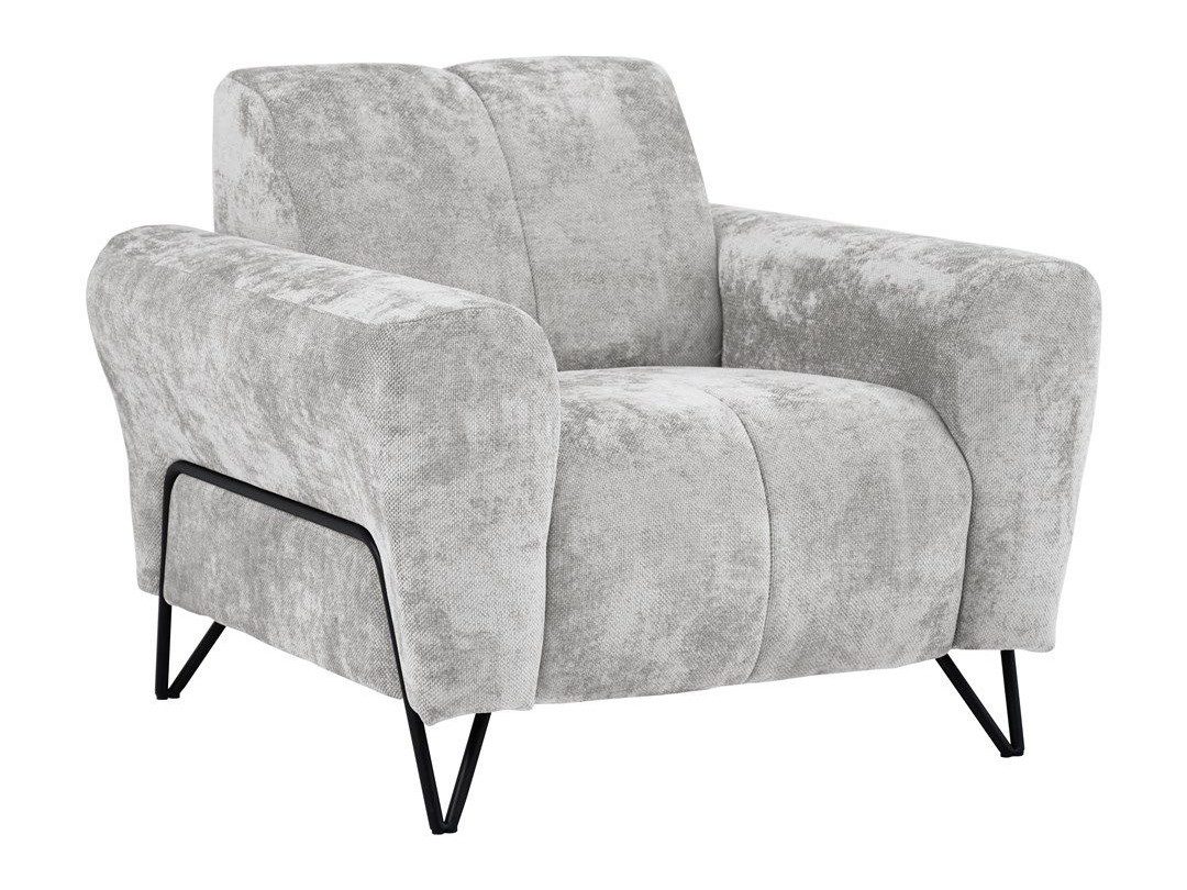 Beautysofa Sessel mit Metallbeine in schwarzer VOLARE (modernes Design, Rücken mit Hauptstoff), viele Farbvarianten, auch im Set mit Sofas erhältlich