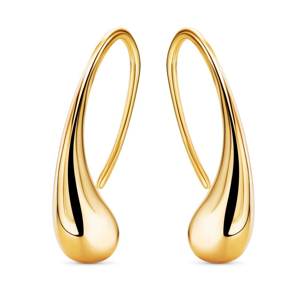 Miore Paar Ohrhaken MSAE293E - moderne Tropfenform aus 925 Sterling Silber/vergoldet, Damen Ohrringe 18 Kt. vergoldet