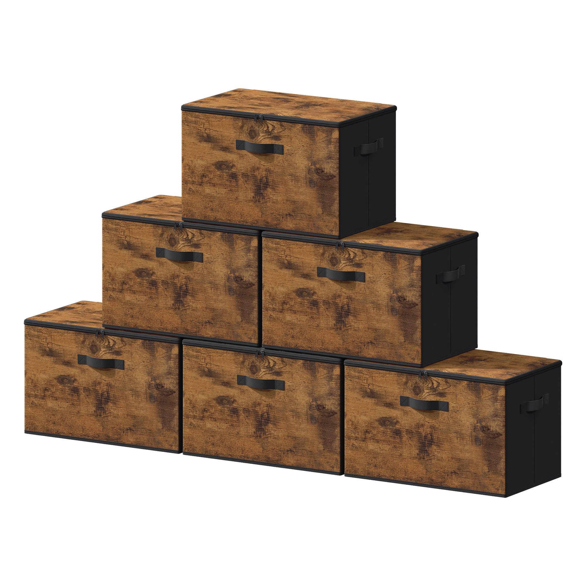 SONGMICS Aufbewahrungsbox mit Griffen, Kleidung Organizer, Vliesstoff, 6er Set, 40 x 30 x 25 cm