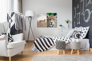 Sinus Art Leinwandbild 2 Bilder je 60x90cm Gepard Leopard Afrika Wildnis Raubkatze Safari Großkatze
