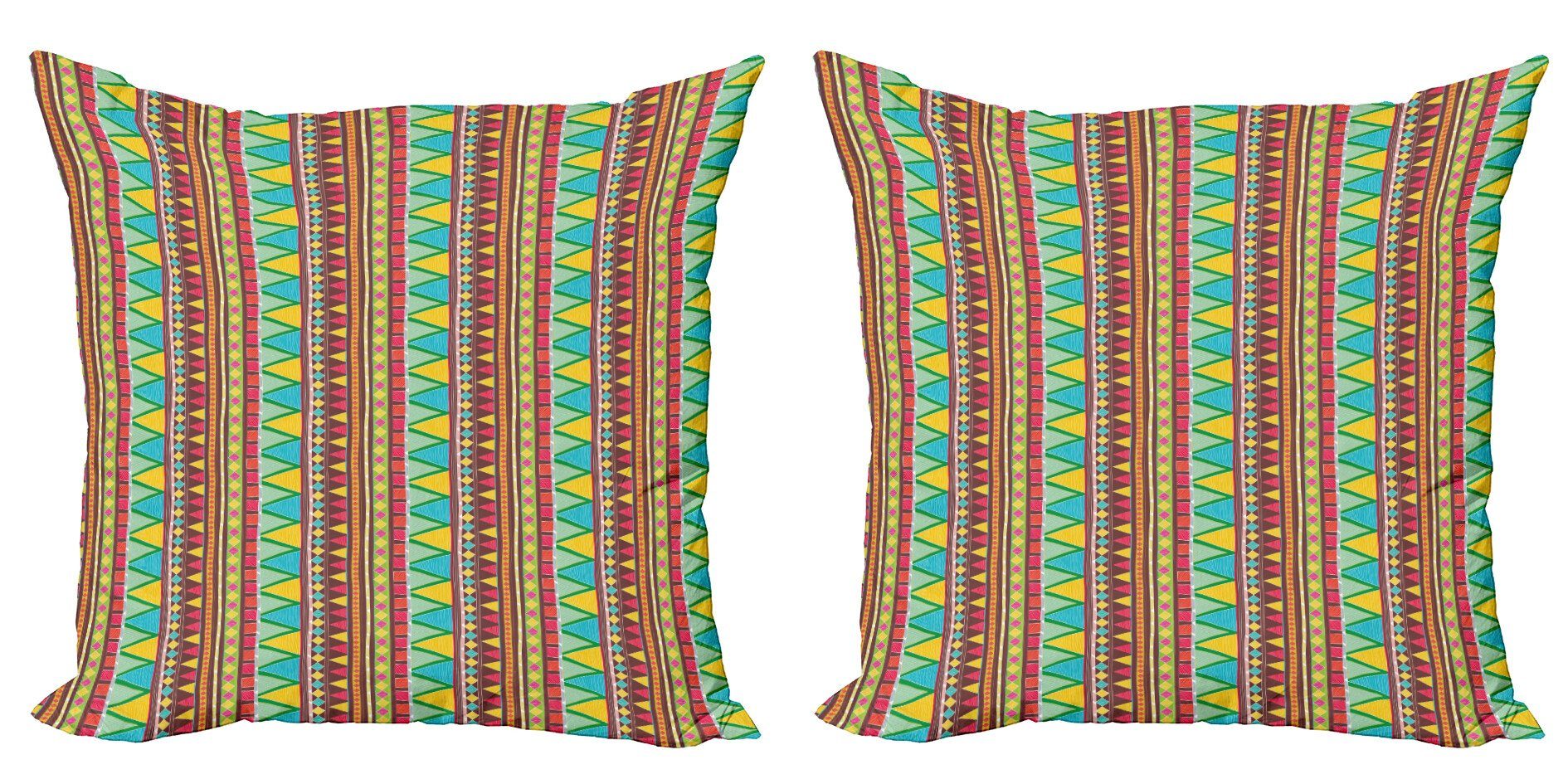 Stück), Zigzags Modern Kissenbezüge Abakuhaus (2 Doppelseitiger Accent Digitaldruck, Ethnisch Gekritzel-Kunst Bunte