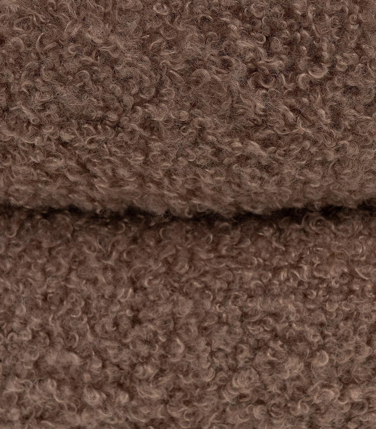 Home4You Polsterhocker Ø 40 x H 46 cm, Taupe, Teddystoff, (1 St), MDF, mit Deckel und Stauraum
