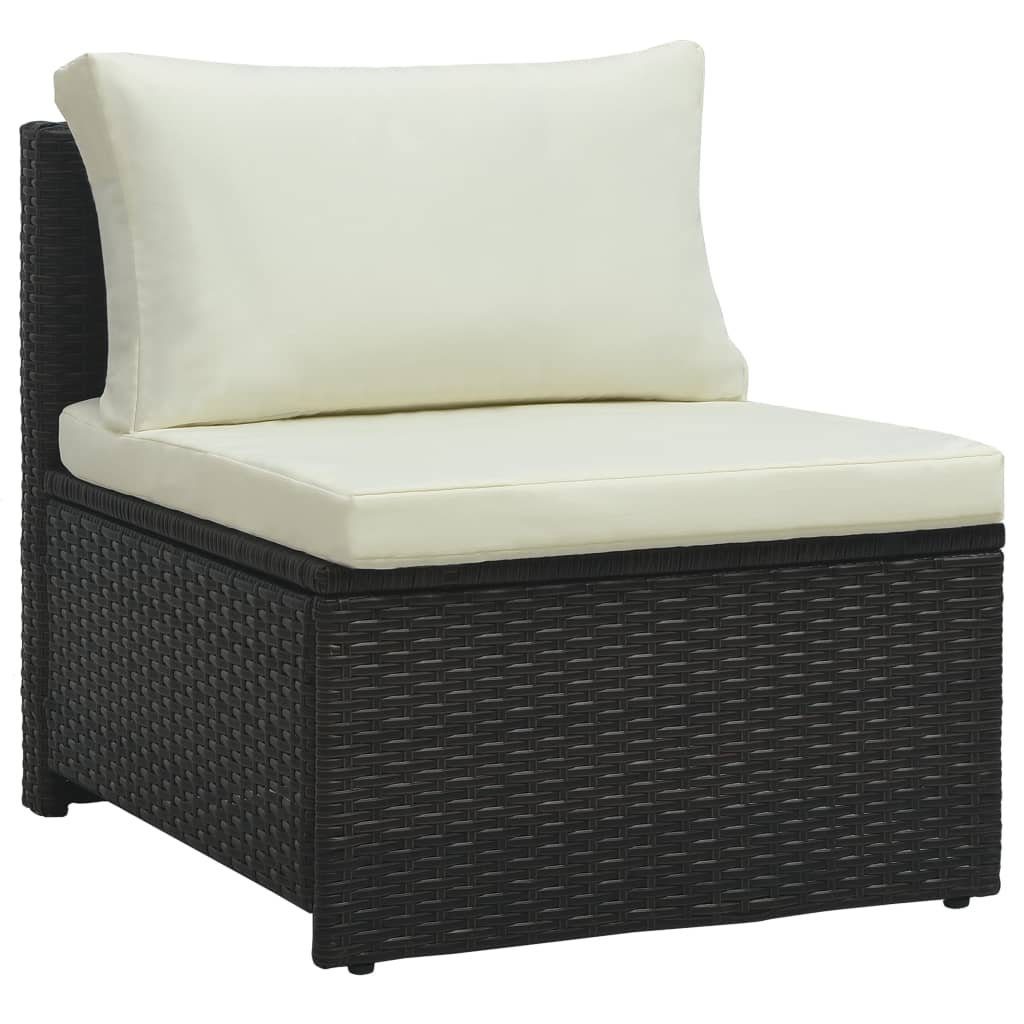 vidaXL Gartenlounge-Set 6-tlg. Garten-Lounge-Set mit und (6-tlg) Braun, Braun Rattan Weiß Poly Auflagen