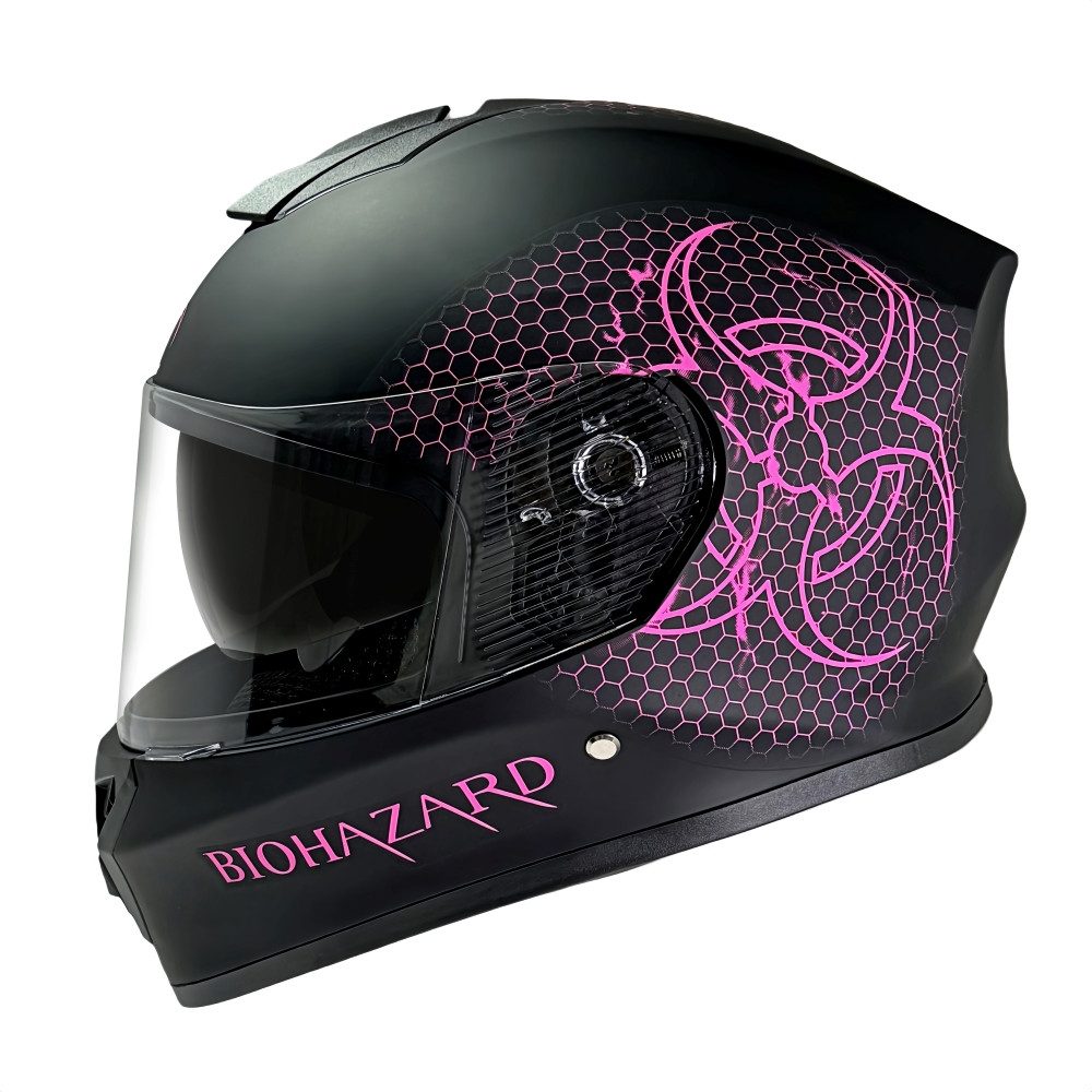 FunSport-Factory Motocrosshelm Motocross Kinderhelm Integralhelm Bio Hazard Pink, mit integrierter Sonnenblende