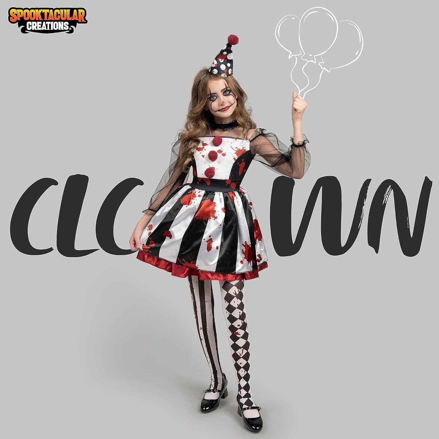 Spooktacular Creations Clown-Kostüm Spooktacular Creations Clown Kostüm, Mädchen Halloween