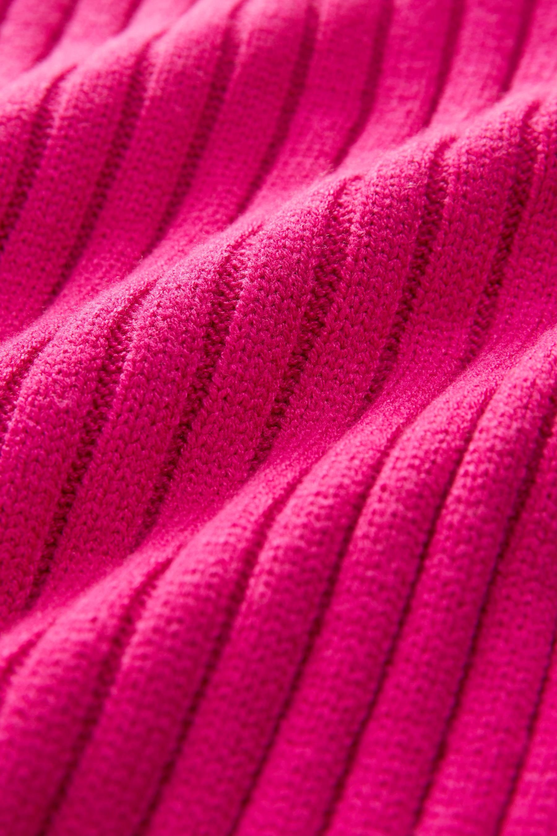 Next V-Ausschnitt-Pullover Ripp-Oberteil mit Pink Bright (1-tlg) V-Ausschnitt