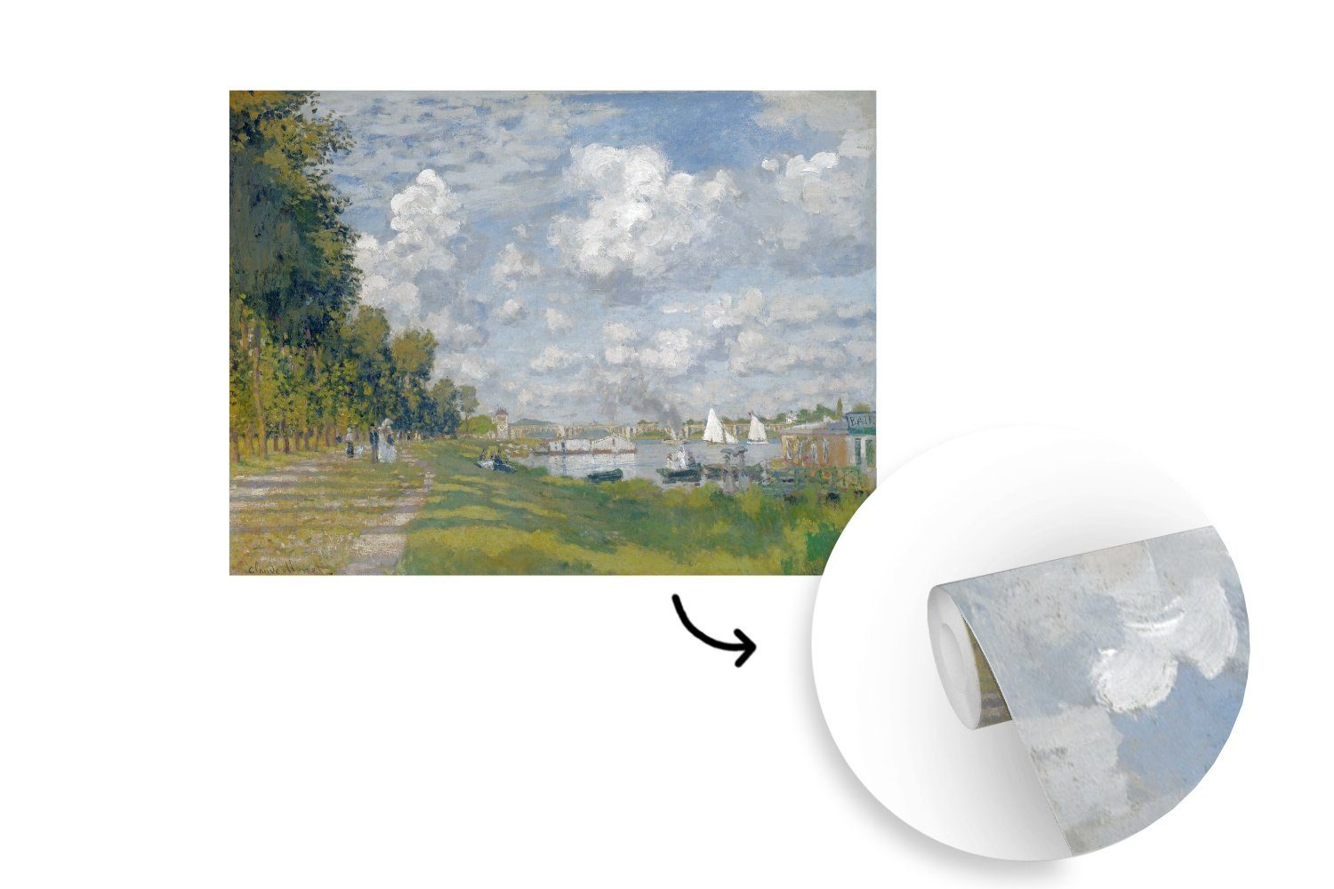 - Tapete Vinyl für Fototapete Gemälde Claude St), von MuchoWow Le Monet, bedruckt, Montagefertig Wandtapete (6 d'Argenteuil Bassin Wohnzimmer, Matt,
