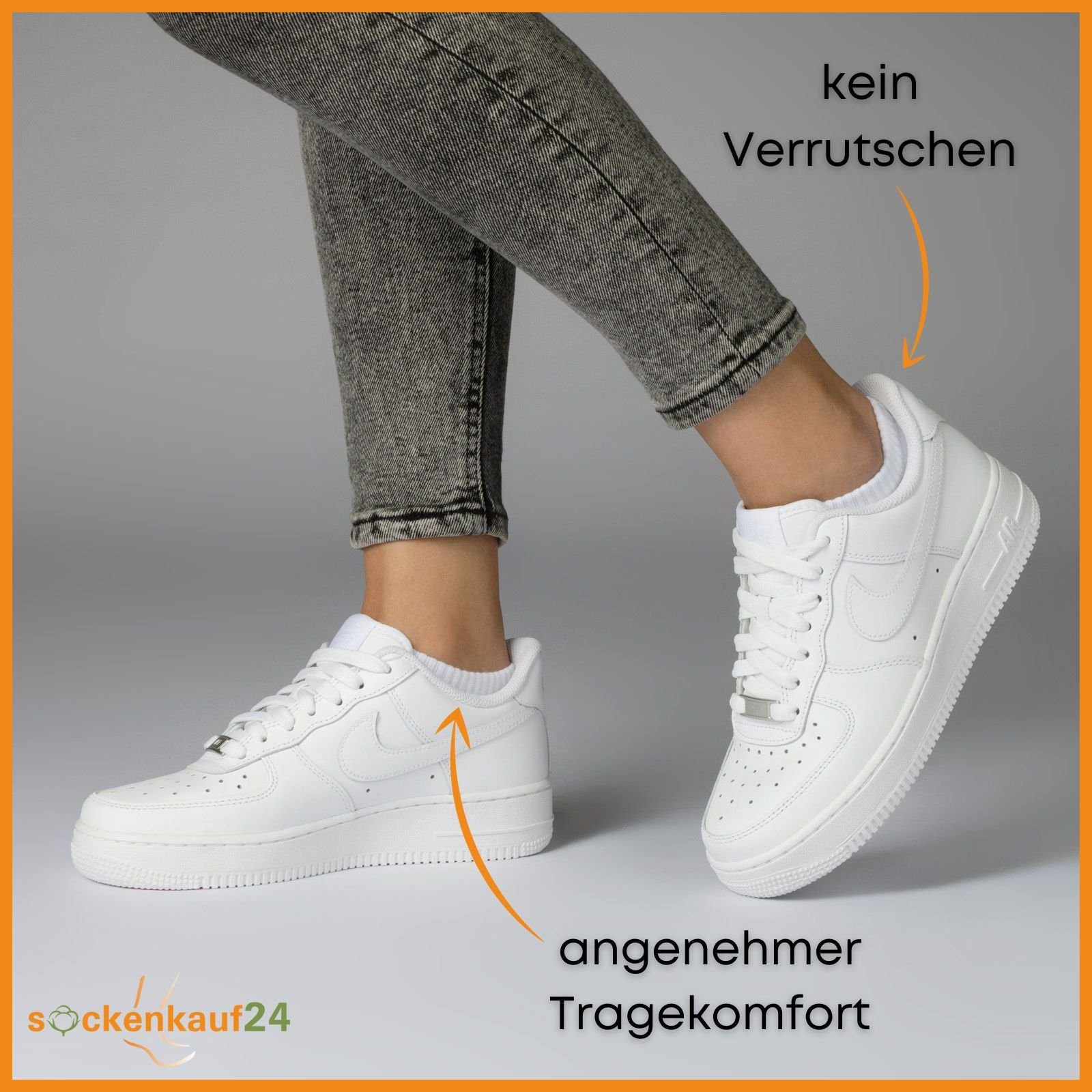 sockenkauf24 Sneakersocken 10 Paar Damen & Herren "Premium Sneaker Socken" Atmungsaktiv (10xWeiß, 39-42) mit Mesh-Streifen ohne drückende Naht Baumwolle - 16510 WP