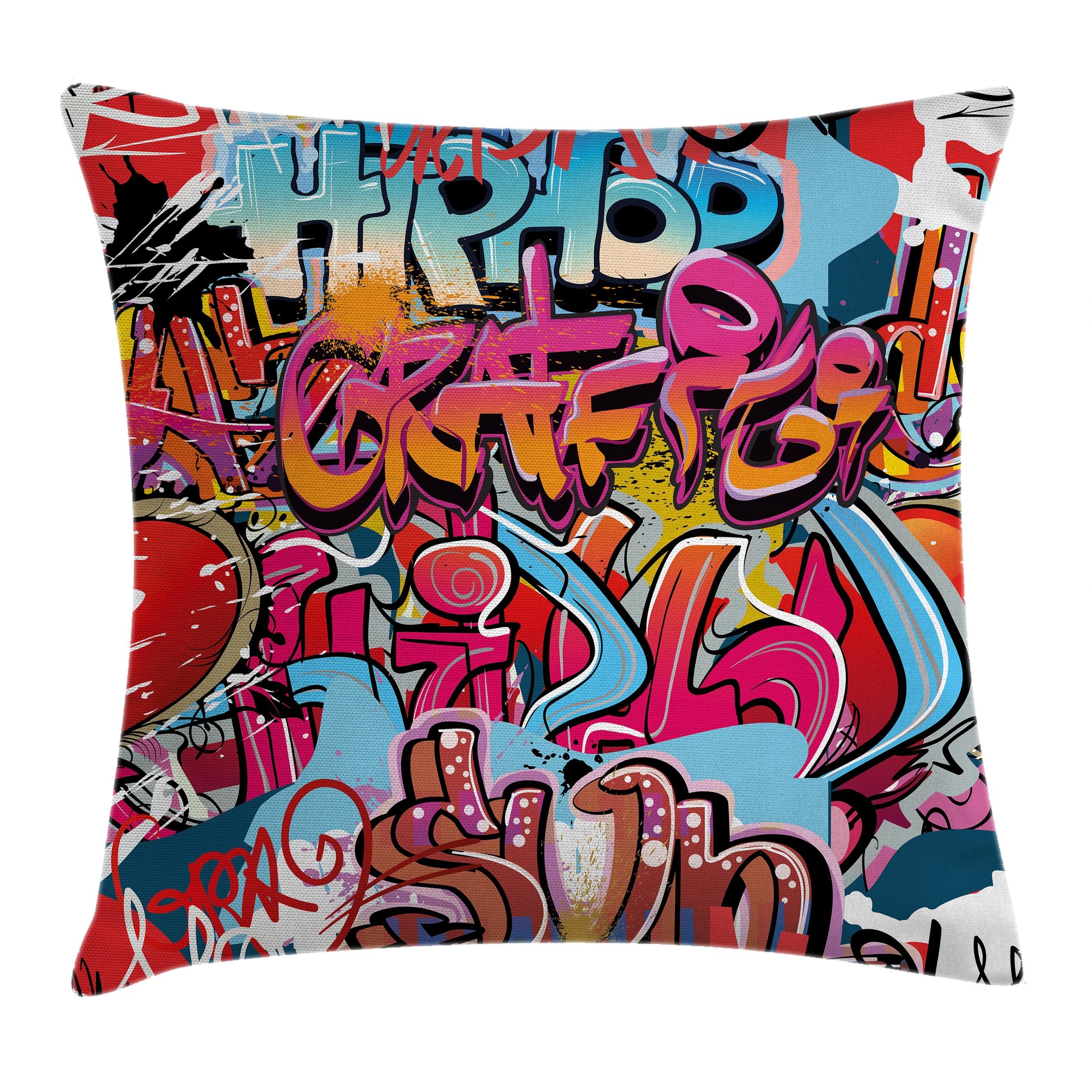 Kissenbezüge Waschbar mit Reißverschluss Kissenhülle mit Farbfesten Klaren Farben Beidseitiger Druck, Abakuhaus (1 Stück), Graffiti Hip Hop Street Art