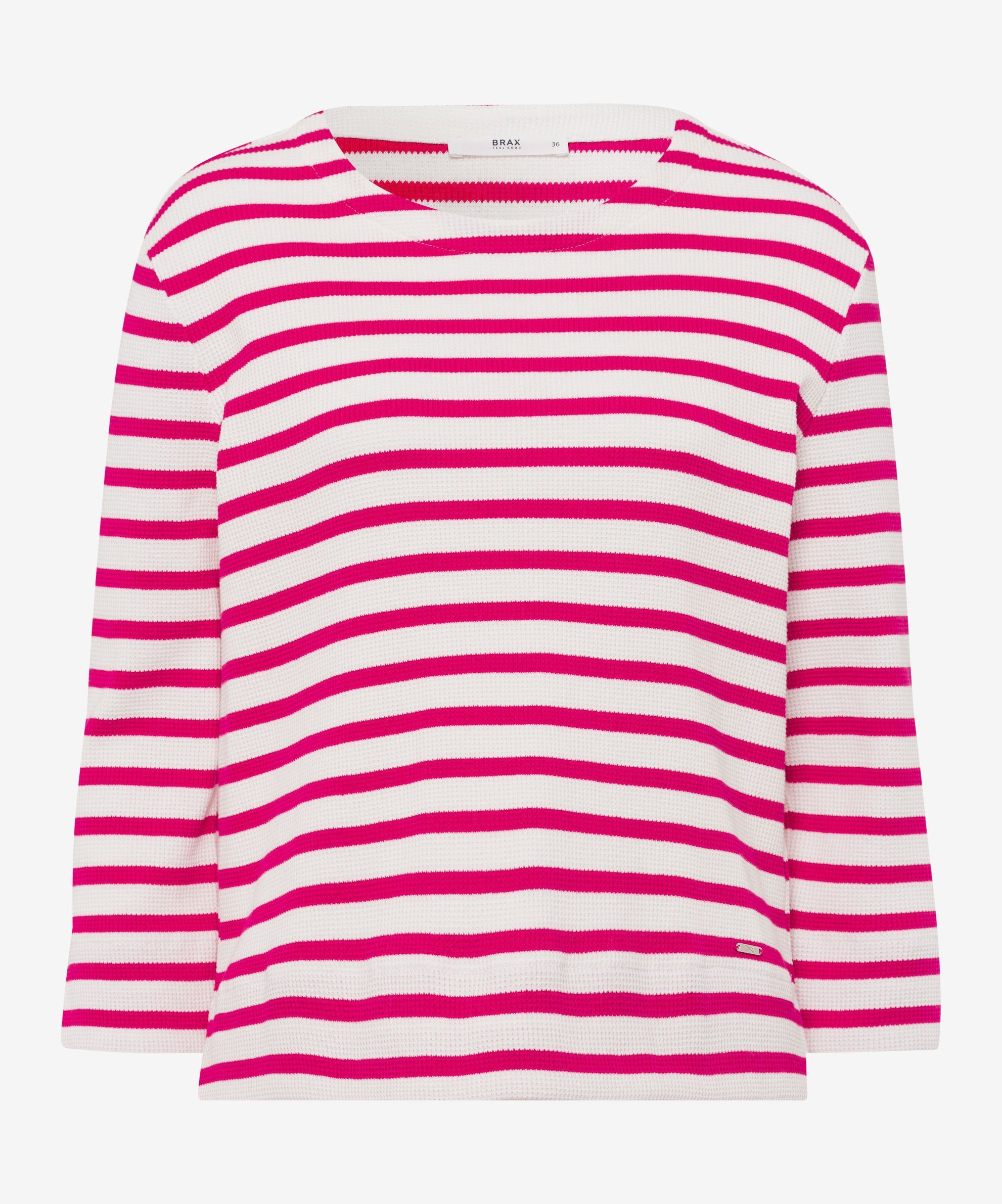 Brax T-Shirt Streifenshirt mit subtilen Stylingdetails